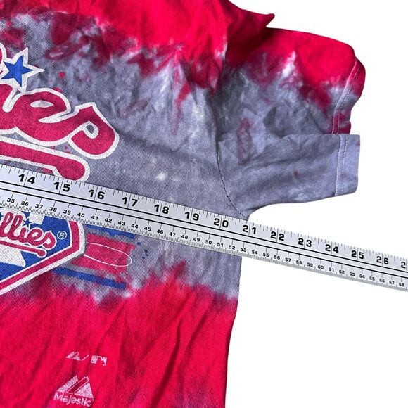 Philadelphia Phillies T-Shirt Mens Large Red Gray Tie Dye Pullover Crew Neck MLB - Picture 10 of 10